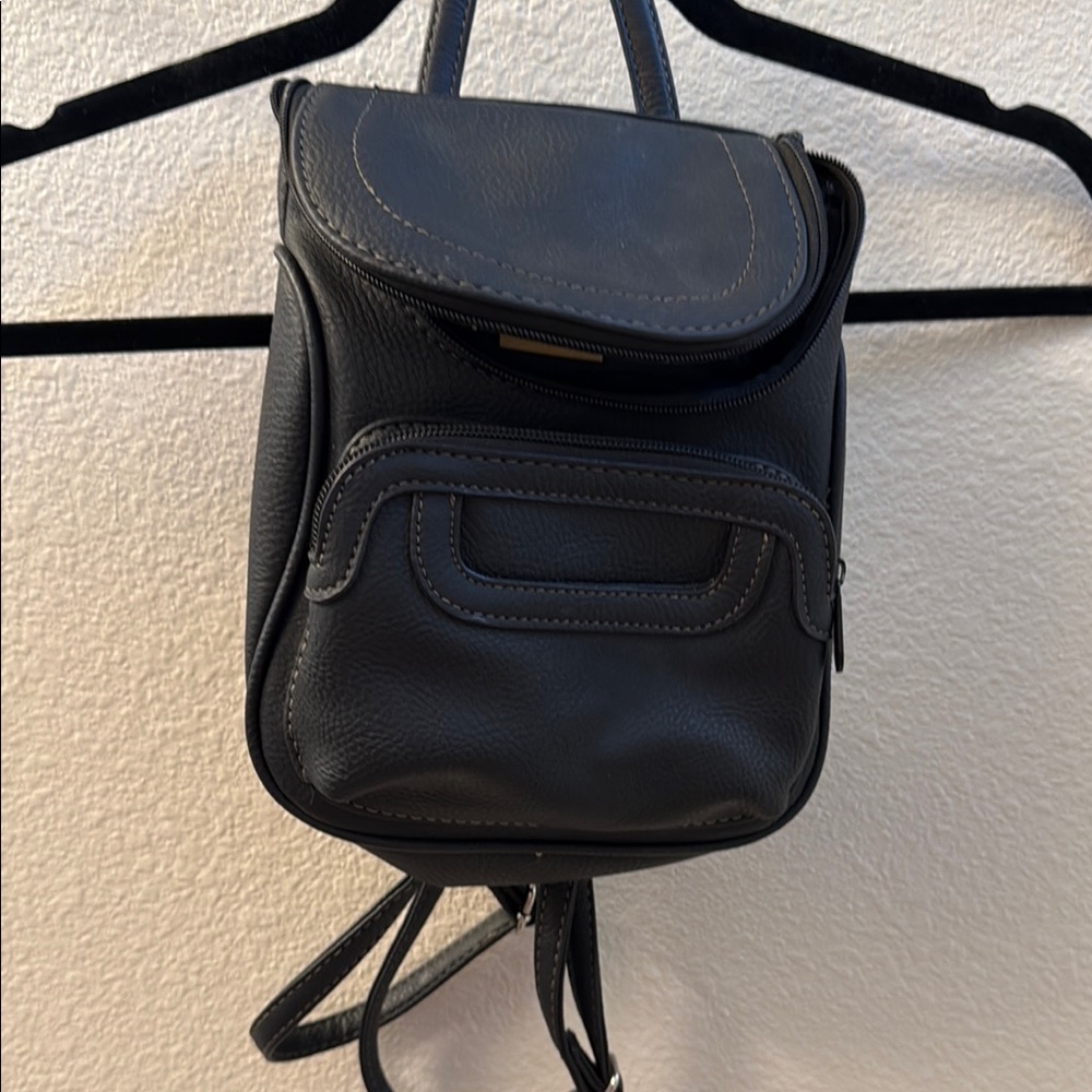 Black “Leather” Small Backpack